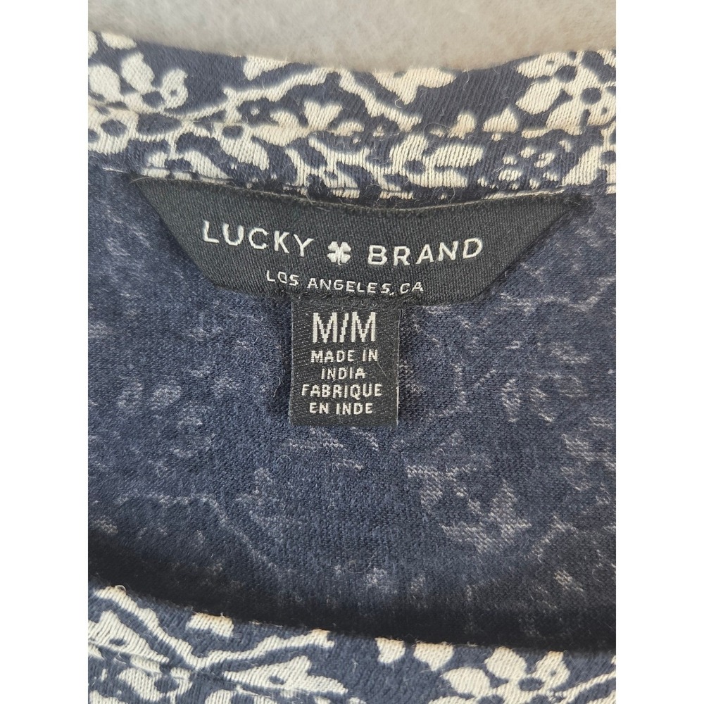 NWT Lucky Brand Boho Paisley Print Tunic Top Medium Knit Blouse Modal Cotton - Picture 6 of 10